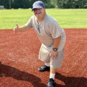 Camper giving a thumbs up during sports & recreation at Camp Kamassa.
