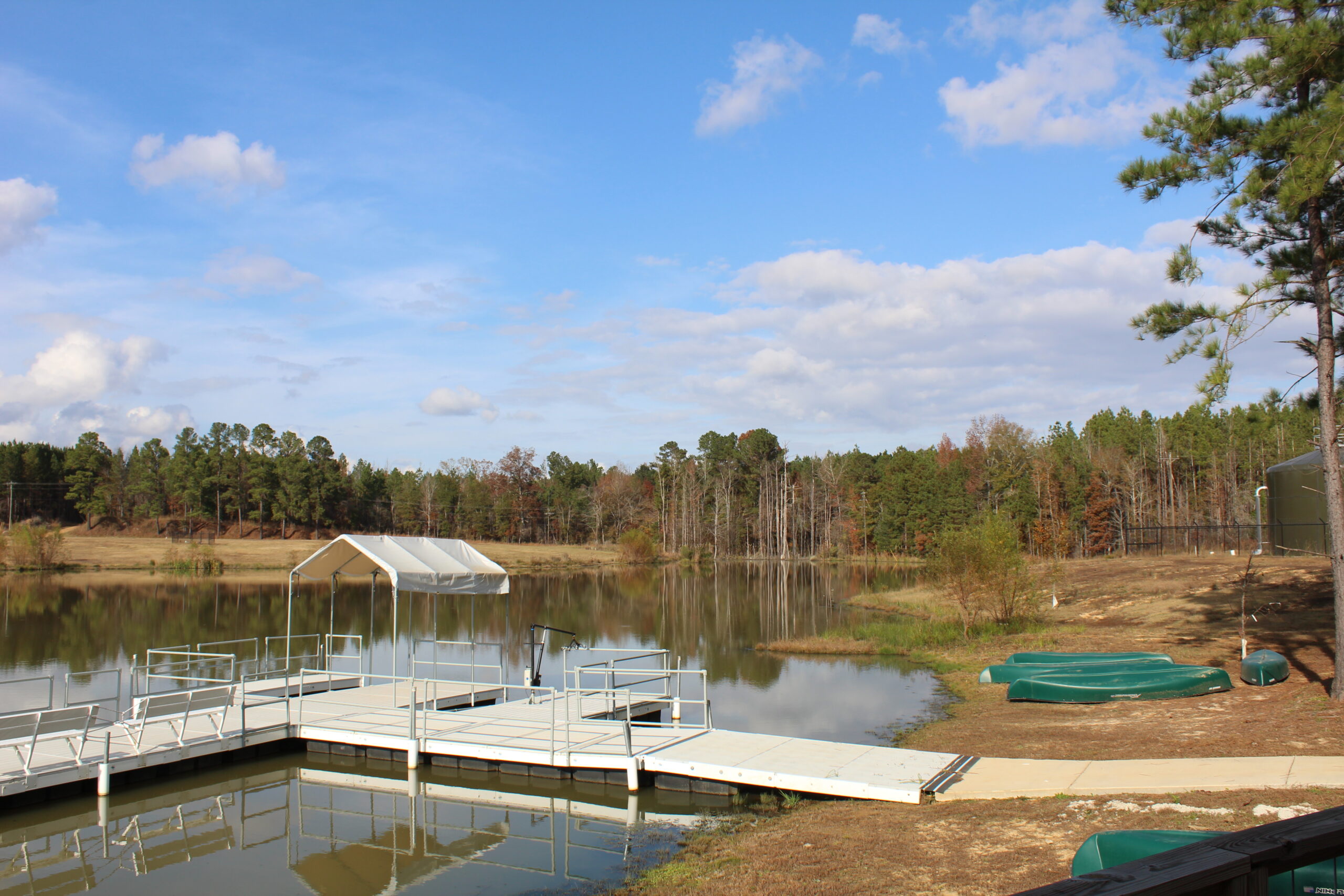 Lake and accessible dock at Camp Kamassa