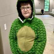 Camper dressed up using the Camp Kamassa dress up room.